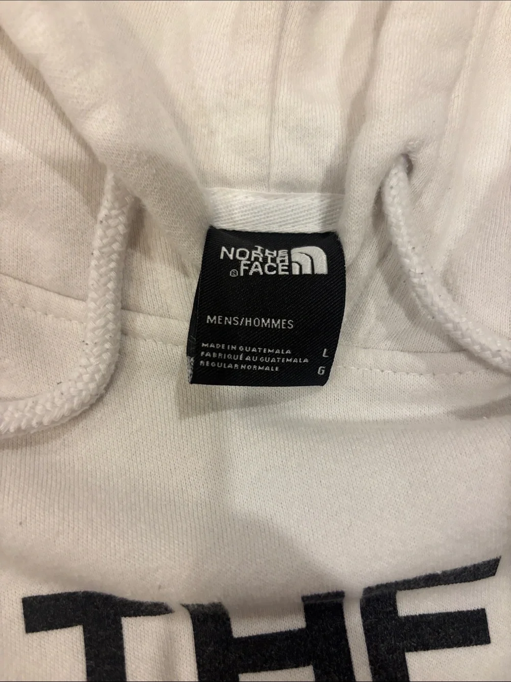 North Face White Hoodie with Black Logo (L)